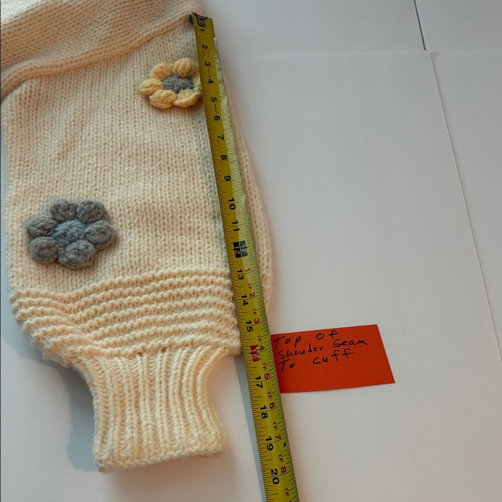 Vine Tree Cream Cardigan with3 D Floral Accents - Picture 10 of 11
